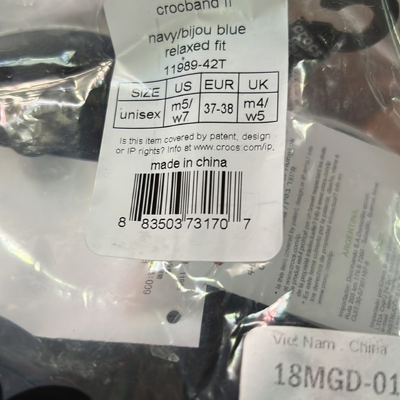 Crocs Crocband II Womens Clog Navy Blue White new w tags Classic slip on sz 7 - Picture 6 of 6